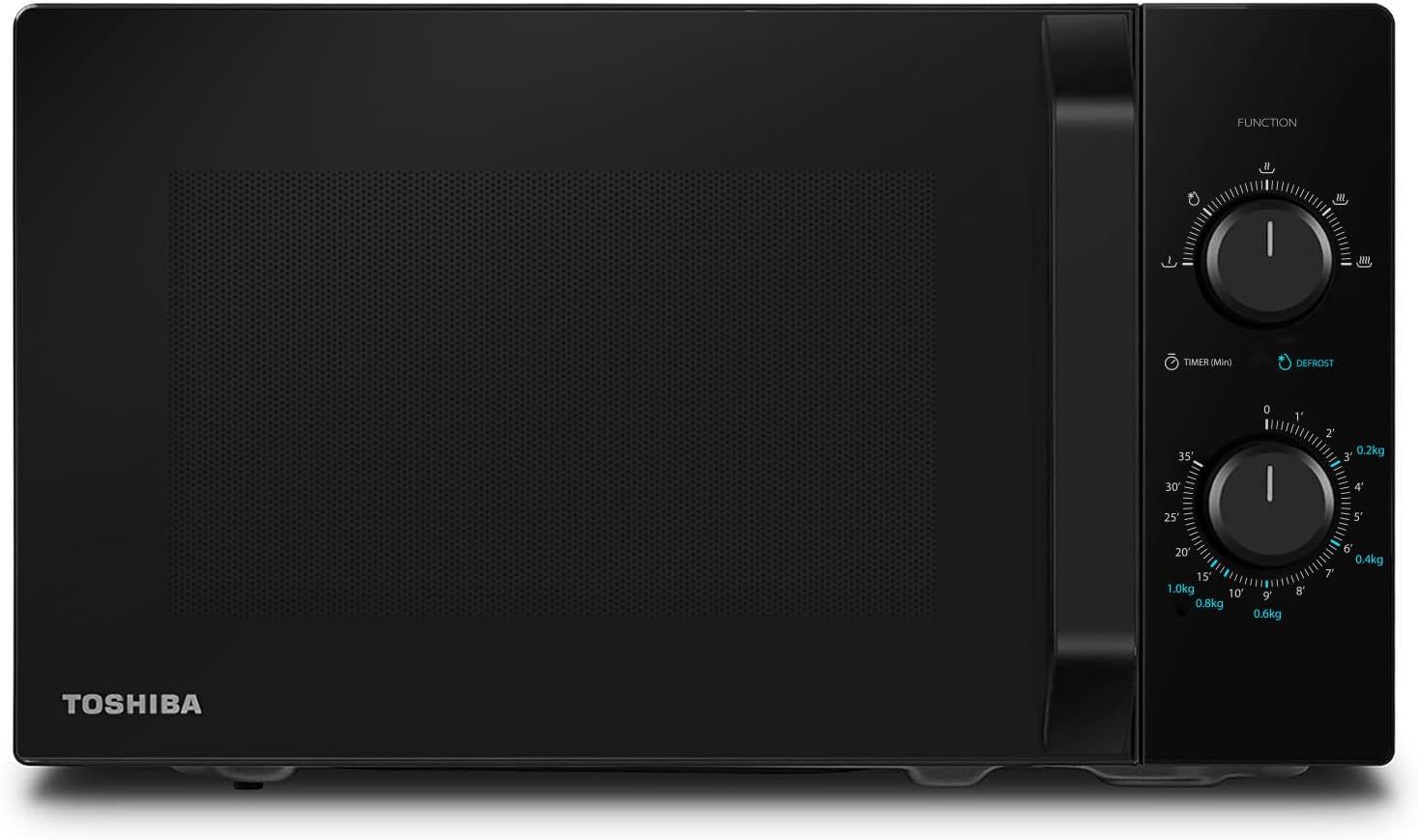 Toshiba MW2-MM20PF(BK) 20L Microwave Oven, Pedestal, 800W, 5 Power Levels, Easy Defrost, LED Lighting, Black