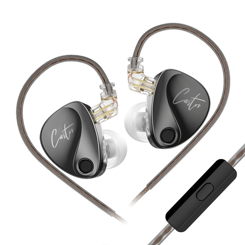 Écouteurs intra-auriculaires incurvés KZ-Castor HIFI avec microphone (Intra-auriculaires - Câble 3,5 mm - Version basses fréquences)