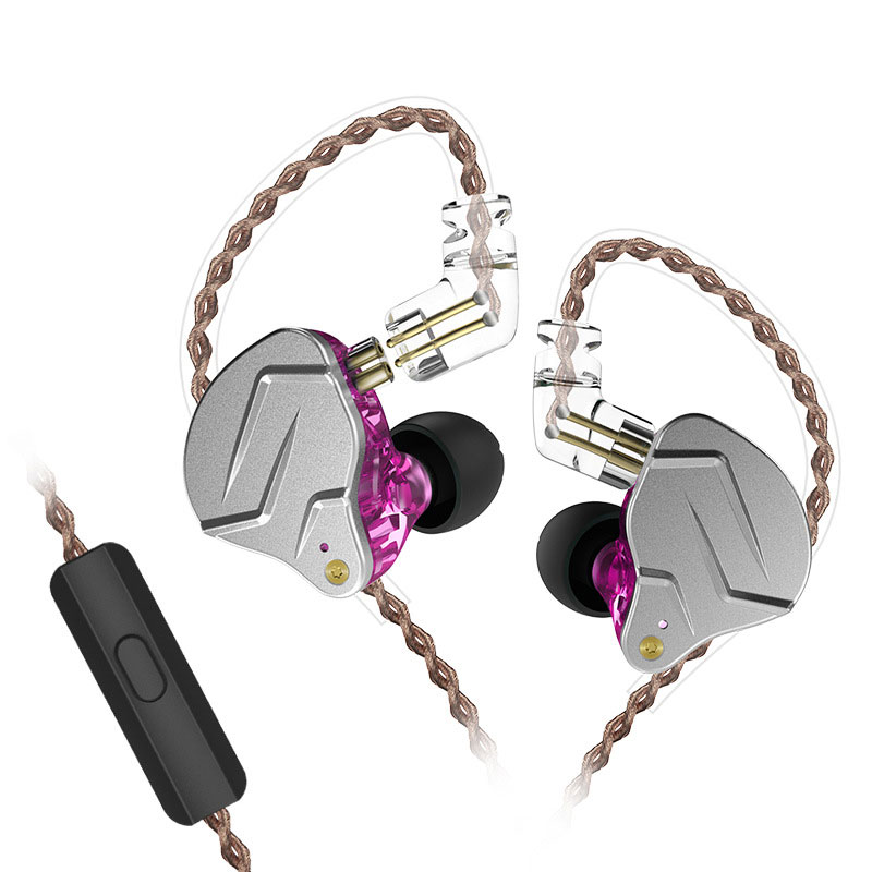 Auriculares intraurales SZSMART KZ-ZSN PRO con micrófono - Púrpura (cable de 125 cm, sensibilidad 109 dB)