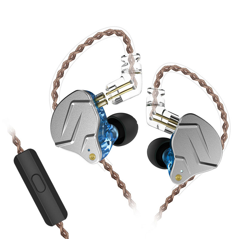 Casques intra-auriculaires incurvés SZSMART KZ-ZSN PRO avec microphone - Bleu (Intra-auriculaires - Sensibilité de 109 dB - Sous-woofers)