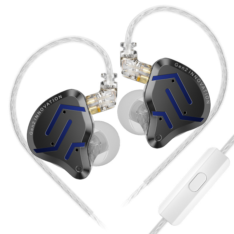 Ecouteurs intra-auriculaires SZSMART KZ ZSN PRO 2 HIFI courbés avec microphone (sensibilité 108 dB), bleu