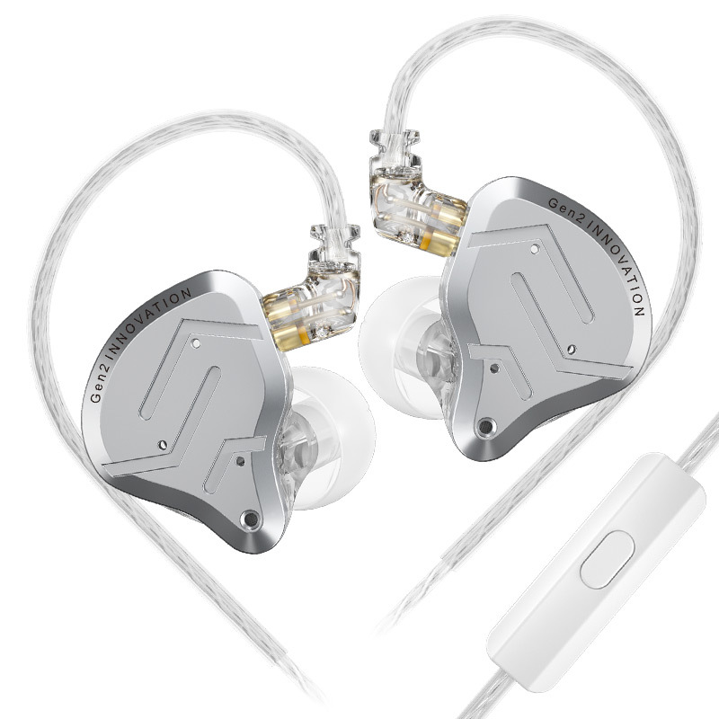 Casques intra-auriculaires SZSMART KZ ZSN PRO 2 HIFI courbés avec microphone argenté (sensibilité 108 dB)