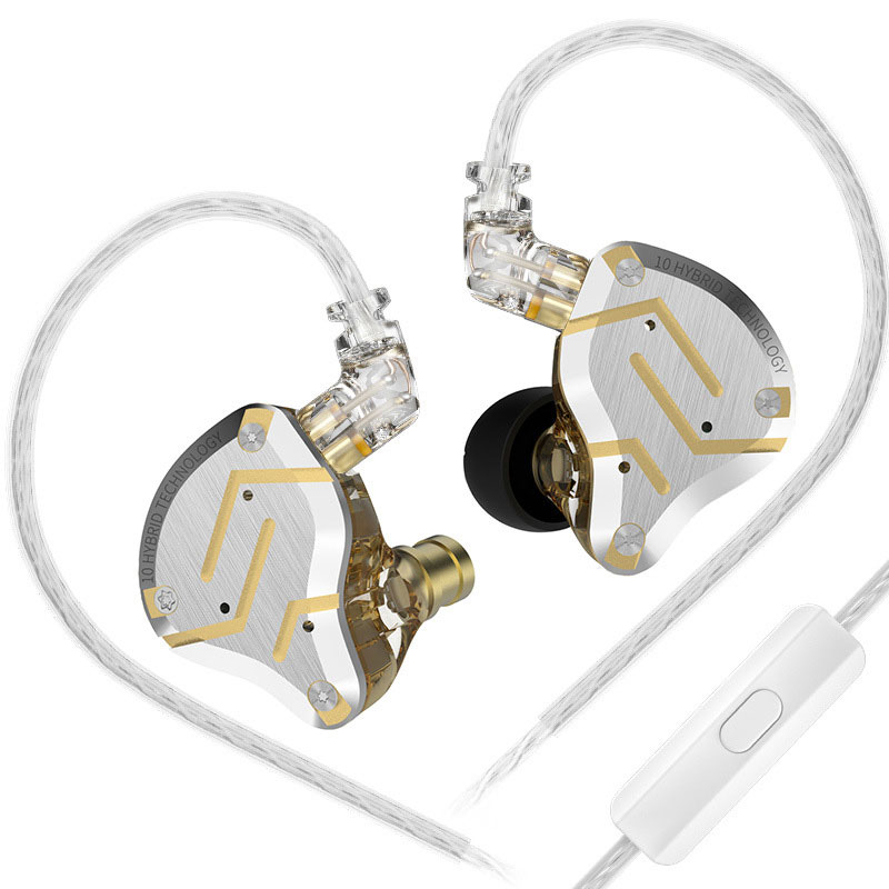 Auriculares intraurales SZSMART KZ-ZS10 PRO HIFI curvados con micrófono dorado (sensibilidad de 111 dB)