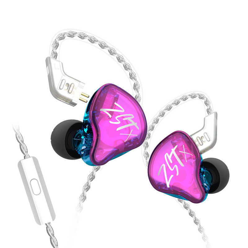SZSMART KZ-ZST X HIFI Curved In-Ear Headphones with Microphone - Bright Color (In-Ear - 107 dB Sensitivity)