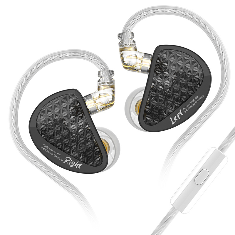 SZSMART KZ AS16 PRO HIFI Curved In-Ear Headphones with Microphone - Black (Sensitivity 111±3db - High Resistance Version)