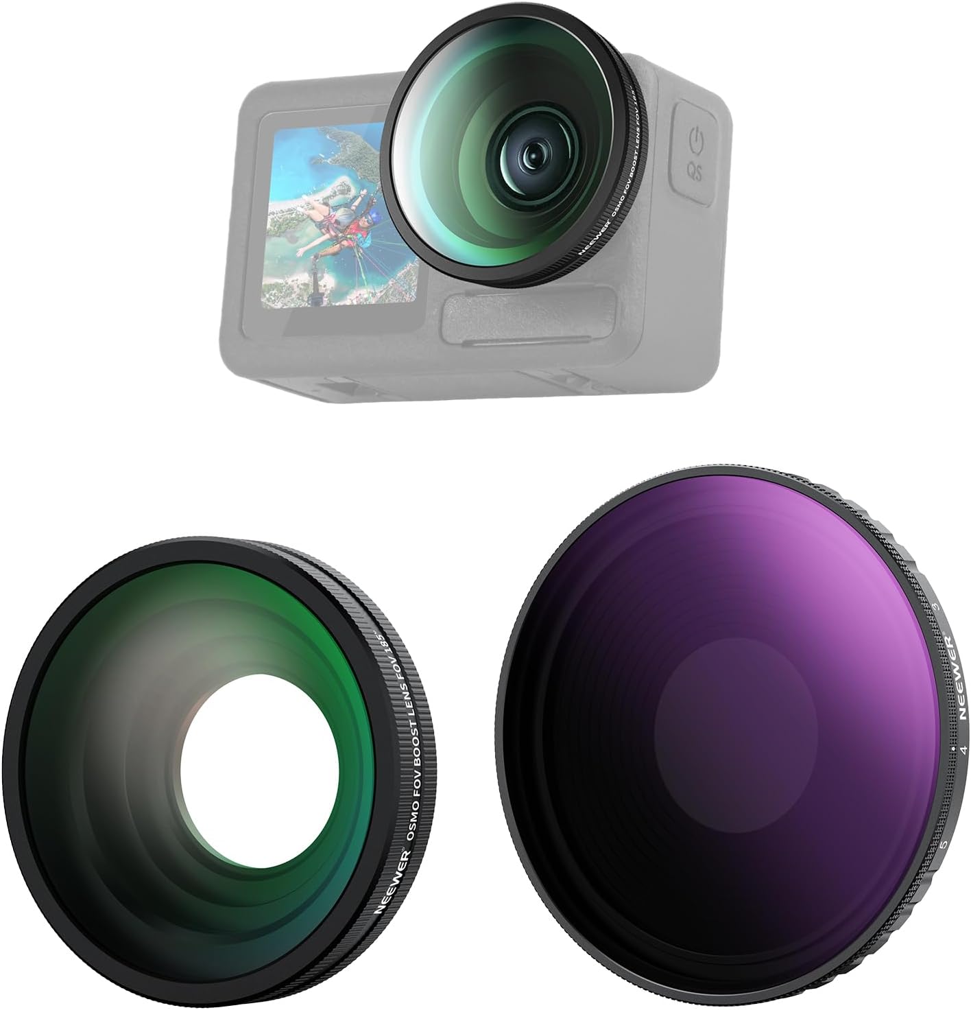 Kit de filtros ND variables de Neewer para cámaras DJI Osmo Action