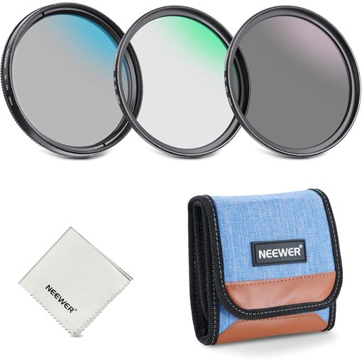 Neewer 58mm Lens Filter Kit (UV/CPL/ND9), Multi-Layer Optical Glass, Slim Frame, Improved Foldable Storage Case