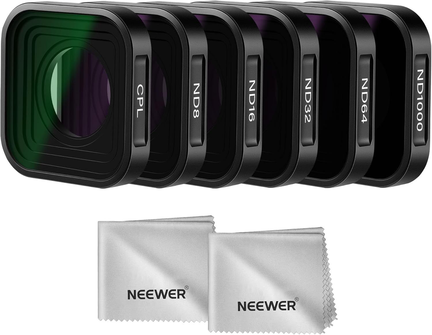 Kit de filtros ND Neewer para GoPro Hero 13/12/11/10/9 (6 unidades) - Negro, filtros de densidad neutral ND8/ND16/ND32/ND64/ND1000 + paños de limpieza
