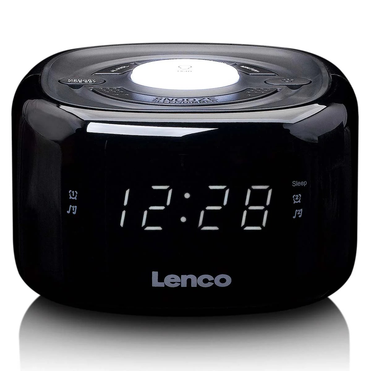 Lenco CR-12BK - FM Radio Alarm Clock with Nightlight - Black