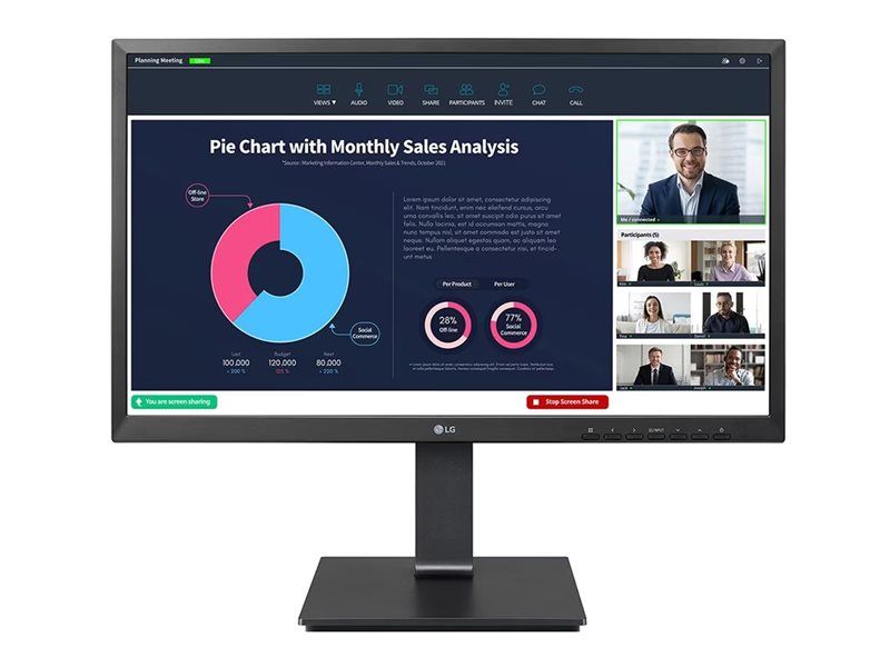 LG 24BP75CP-B LED Monitor - 24" (23.8" Visualable) - Full HD 1080p - IPS - 250 cd/m² - 5ms Response Time - HDMI, DisplayPort, USB-C - Speakers - Black