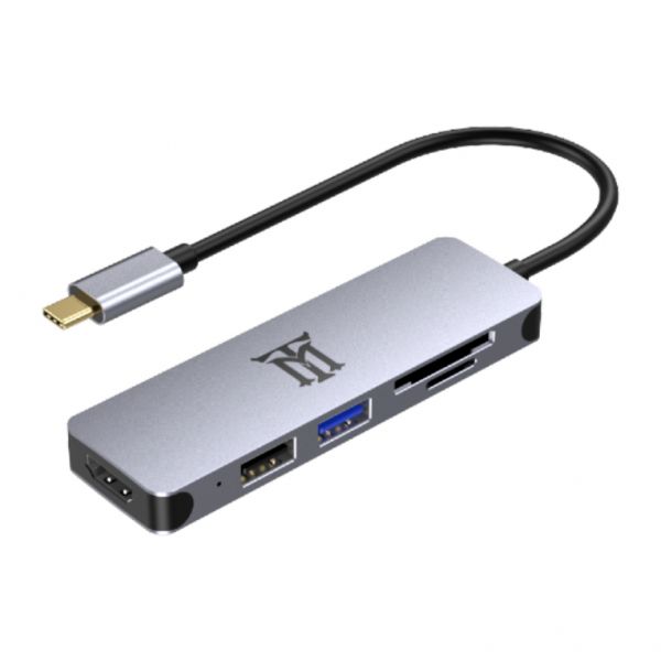 Premium MTHUB5 USB 3.2 Gen 2 (3.1 Gen 2) Type-C Docking Station, Aluminium, Grey