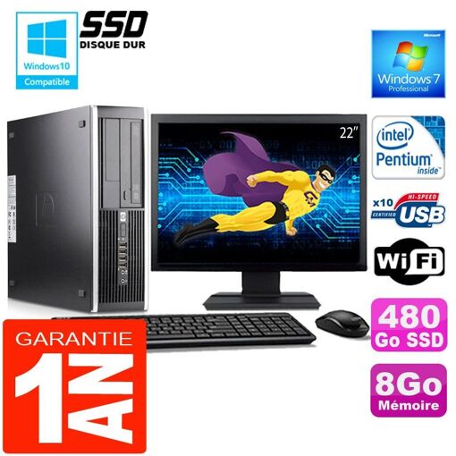 HP Compaq 6000 Pro SFF Computer - Intel E6300, 8GB RAM, 480GB SSD, WiFi
