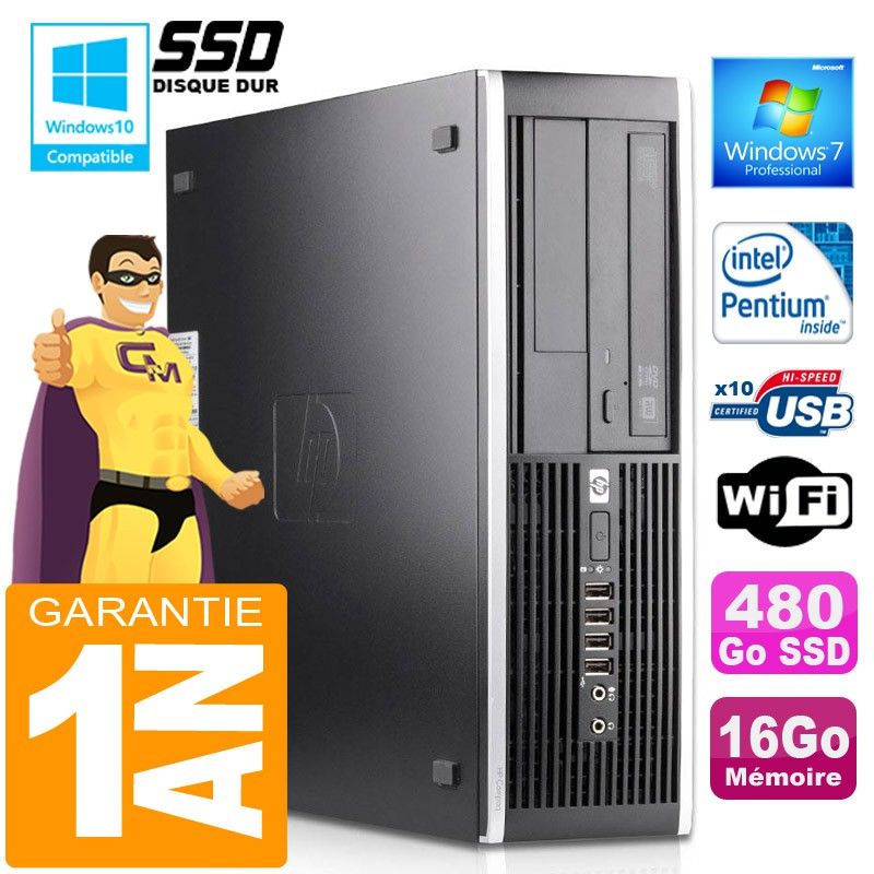 HP Compaq 6000 Pro SFF PC - Intel E6300, 16GB RAM, 480GB SSD, WiFi