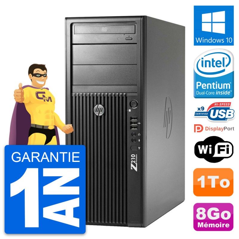 HP Z210 Workstation - Intel Pentium G630, 8GB RAM, 1TB HDD, Windows 10, WiFi