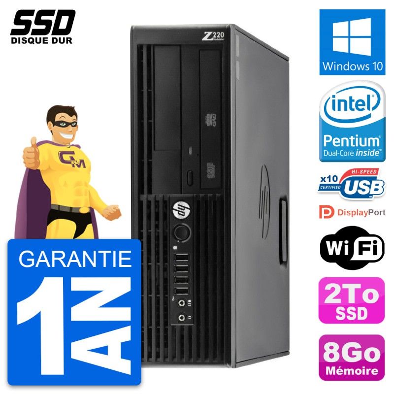 HP WorkStation Z220 SFF - Intel Pentium G2020, 8GB RAM, 2TB SSD, Windows 10, WiFi