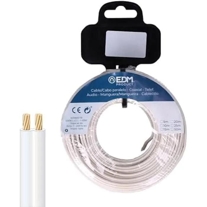 EDM Parallel Cable Reel - 2 x 0.5 mm, 50m (White)