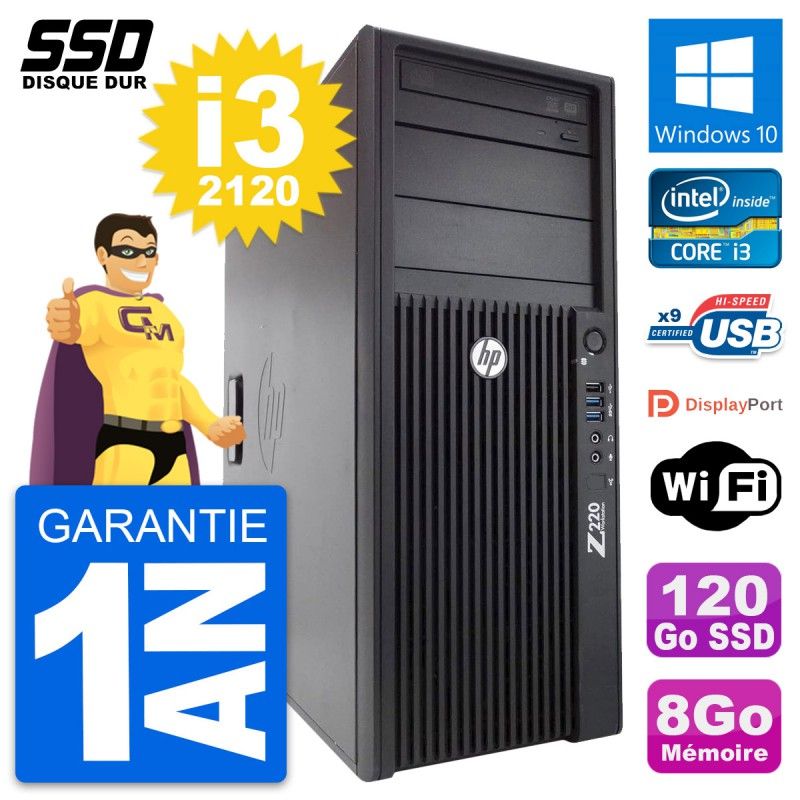 HP WorkStation Z220 Intel Core i3-3220 8GB RAM 120GB SSD Windows 10 Wi-Fi