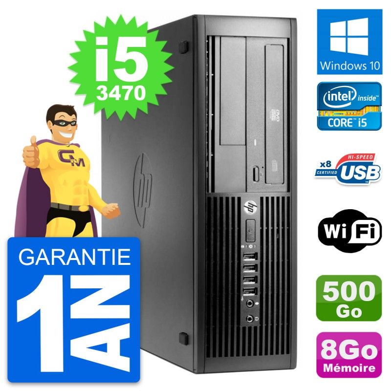 Ordinateur de bureau HP Compaq Pro 4300 SFF - Processeur Intel Core i5-3470, 8 Go de RAM, 500 Go SSD, Windows 10, WiFi