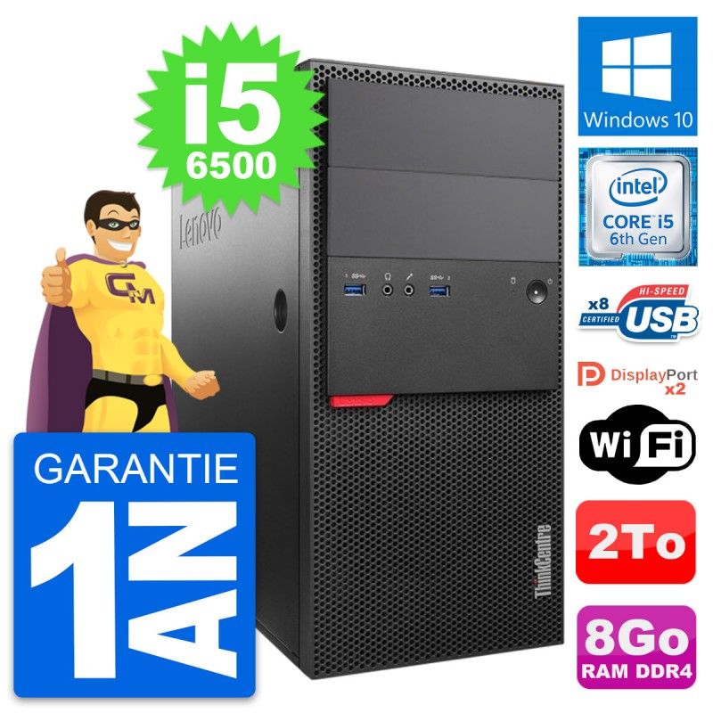 Lenovo ThinkCentre M800 Desktop Computer - Intel i5-6500, 8GB RAM, 2TB Storage, Windows 10, WiFi
