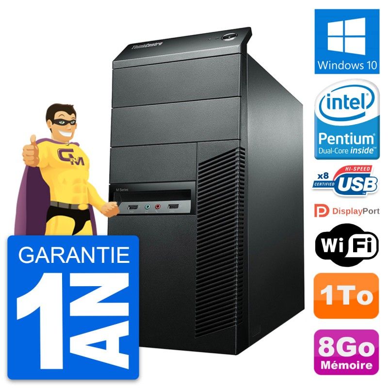 Lenovo ThinkCentre M92p Desktop PC - Intel Pentium G2020, 8GB RAM, 1TB HDD, Windows 10, WiFi