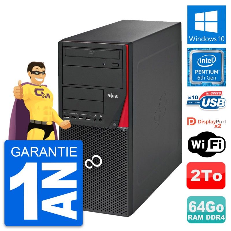Fujitsu Esprimo P756 MT Desktop PC - Intel G4400, 64GB RAM, 2TB HDD, Windows 10, WiFi