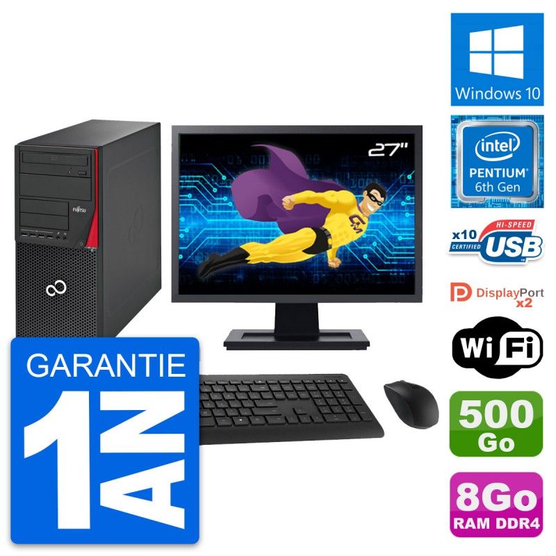 Fujitsu P756 27" All-in-One PC - Intel G4400, 8GB RAM, 500GB HDD, Windows 10, WiFi