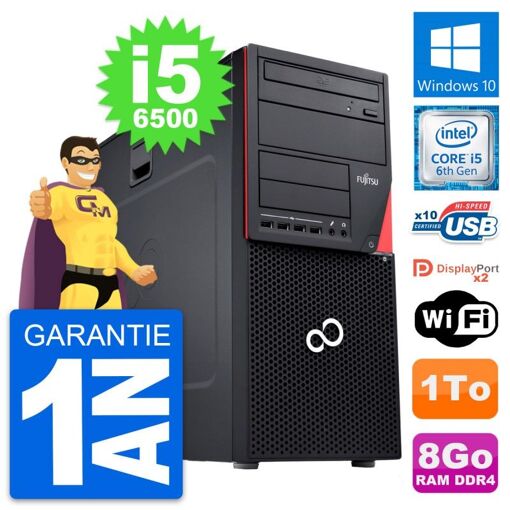 Computadora de escritorio Fujitsu Esprimo P756 MT - Procesador Intel i5-6500, 8 GB de RAM, 1 TB HDD, Windows 10, WiFi