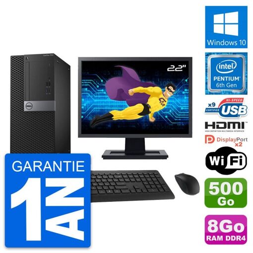 Computadora de escritorio Dell OptiPlex 7050, pantalla de 22', procesador Intel Pentium G4400, 8GB de RAM, 500GB HDD, HDMI, WiFi