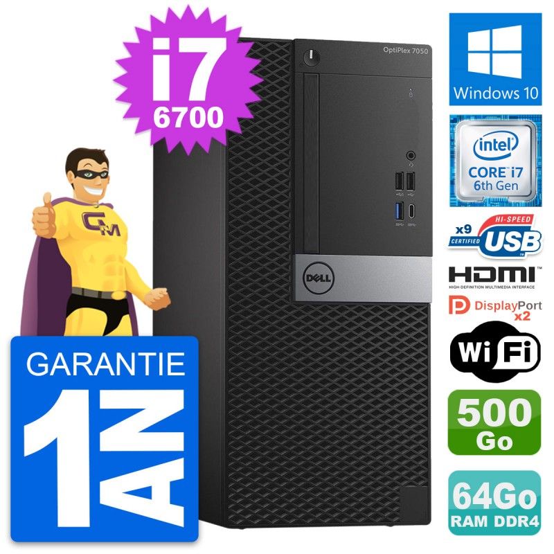 Dell OptiPlex 7050 i7-6700 64GB RAM 500GB HDD HDMI Windows 10 Wi-Fi