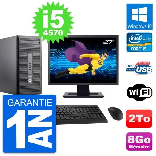HP ProDesk 400 G2 MT Desktop PC - 27" Screen, Intel i5-4570, 8GB RAM, 2TB Storage, Windows 10