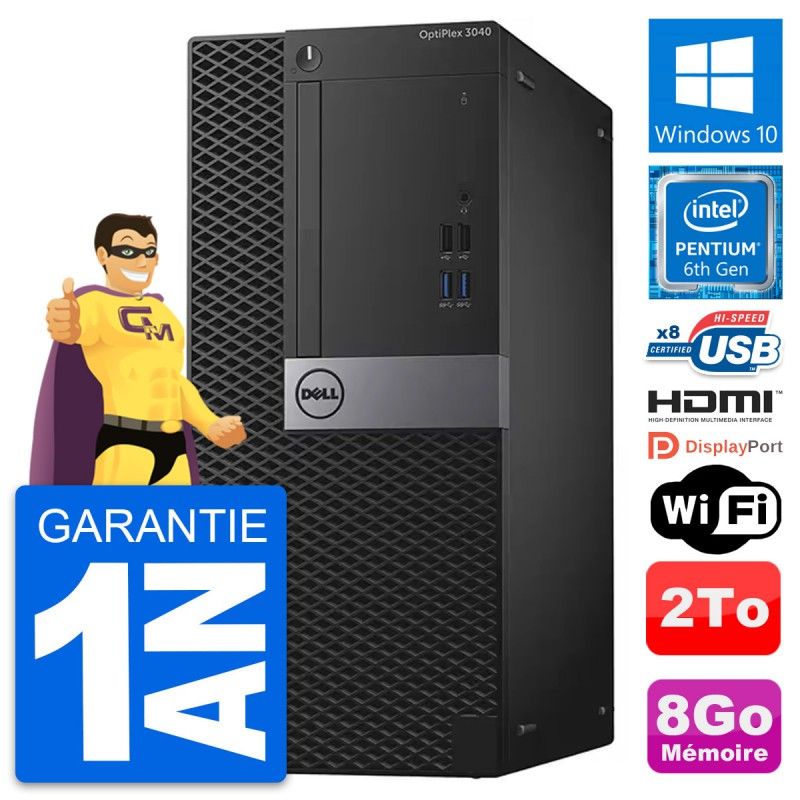 Dell OptiPlex 3040 Desktop PC - Intel G4400, 8GB RAM, 2TB HDD, HDMI, WiFi