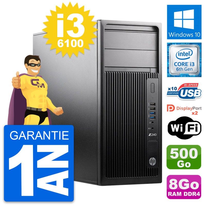 HP WorkStation Z240 MT Core i3-6100 8GB RAM 500GB HDD Windows 10 WiFi