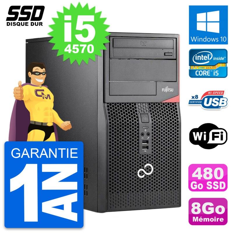 Fujitsu Esprimo P520 MT Desktop PC - Intel i5-4570, 8GB RAM, 480GB SSD, Windows 10, Wifi