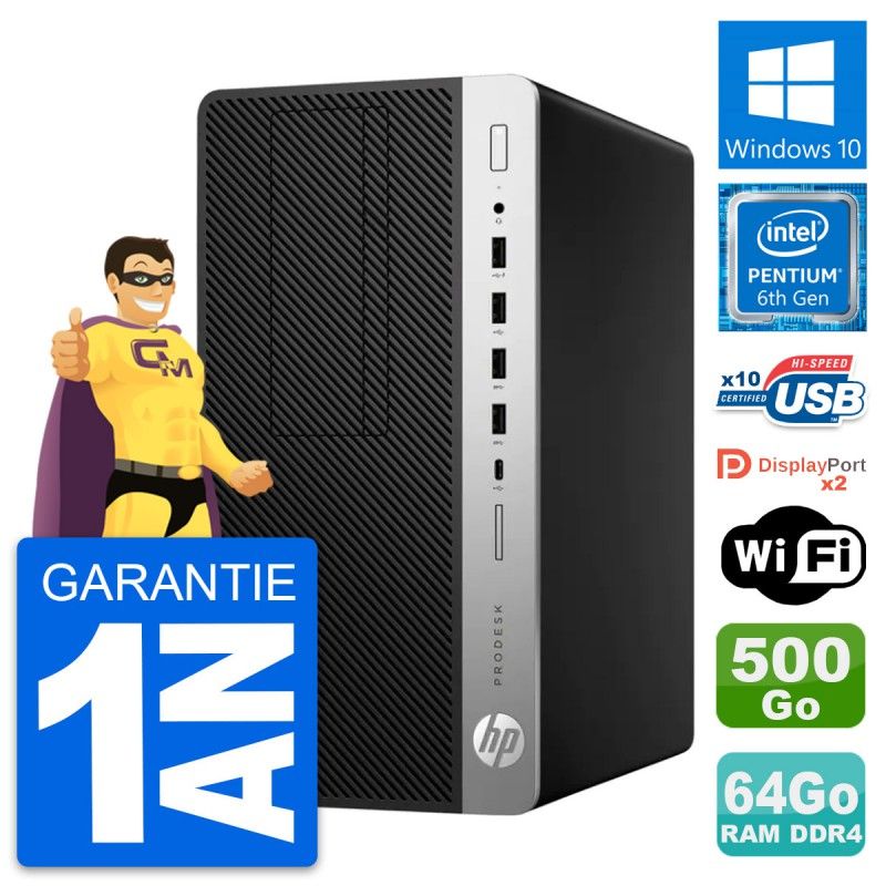 HP ProDesk 600 G3 MT Desktop PC - Intel Core i5-7400, 64GB RAM, 500GB SSD, Windows 10, WiFi