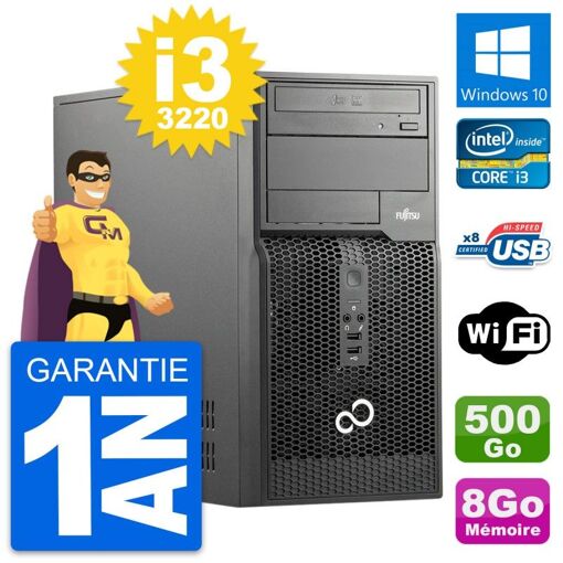 PC de escritorio Fujitsu Esprimo P510 - Intel i3-3220, 8 GB de RAM, 500 GB HDD, Windows 10, WiFi