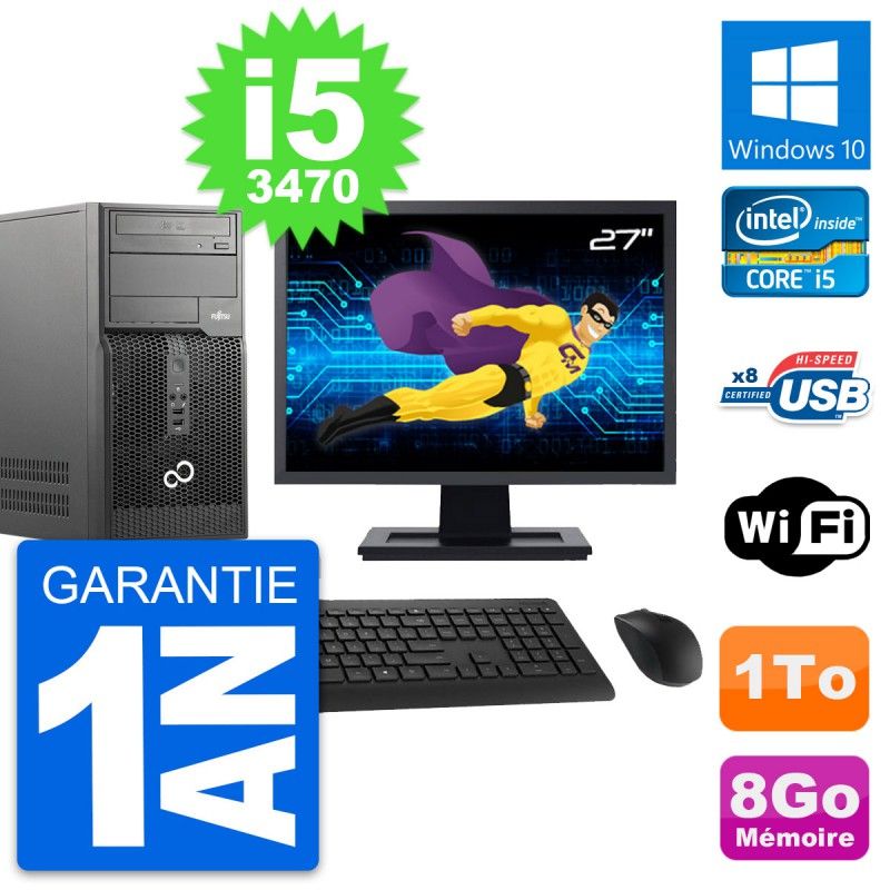 Fujitsu P510 27-Inch PC Tower - Intel i5-3470, 8GB RAM, 1TB HDD, Windows 10, WiFi