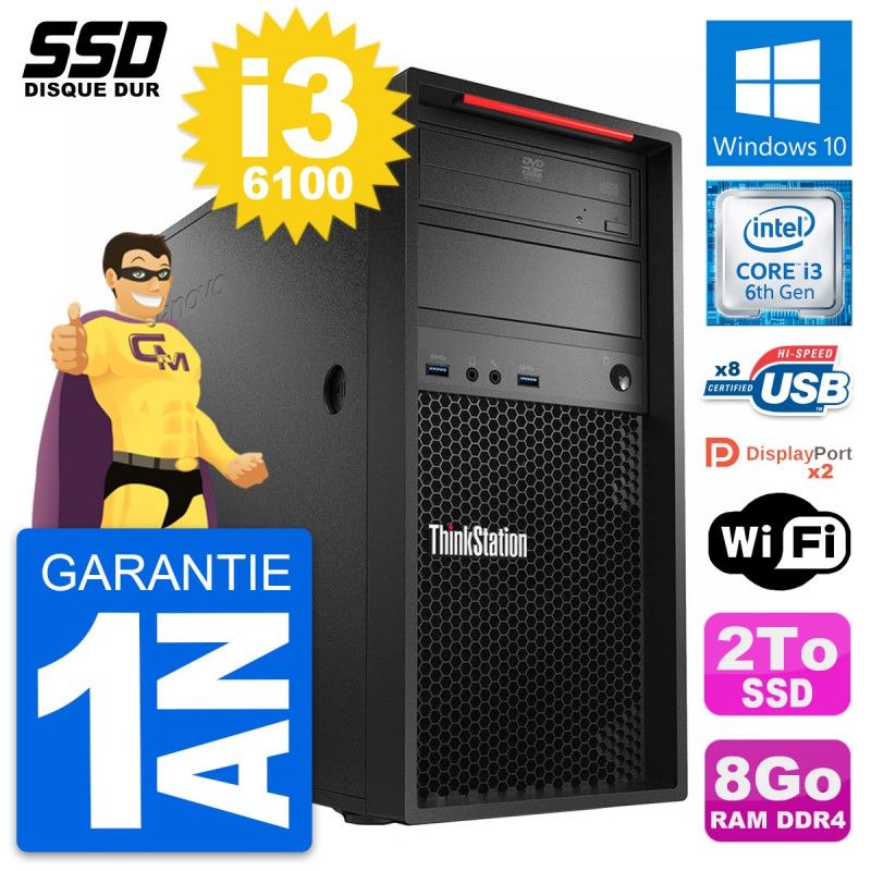 Lenovo ThinkStation P320 MT, Intel Core i3-6100, 8GB RAM, 2TB SSD, Windows 10, WiFi