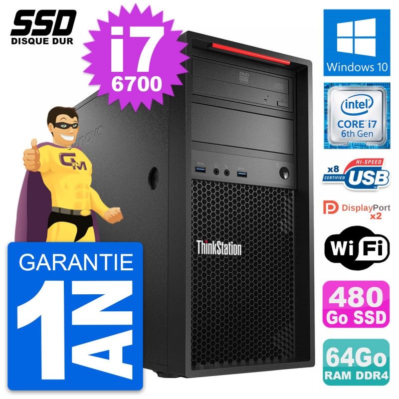 Lenovo ThinkStation P320 - Core i7-6700, 64GB RAM, 480GB SSD, Windows 10