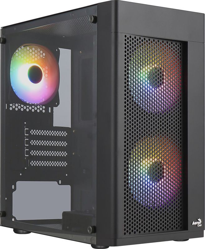 AeroCool Hexform RGB Micro ATX Mini PC Case - Black