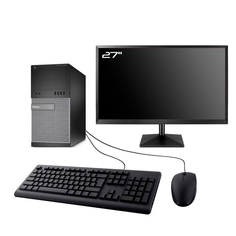 Dell Optiplex 7020 Gaming PC - 27" RTX 3050 i5-4570 32GB RAM 1TB SSD Windows 11