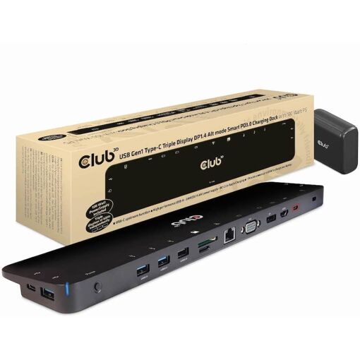 Station d'accueil Club 3D USB Gen1 Type-C avec affichage triple, mode PD3.0 Smart 100 W