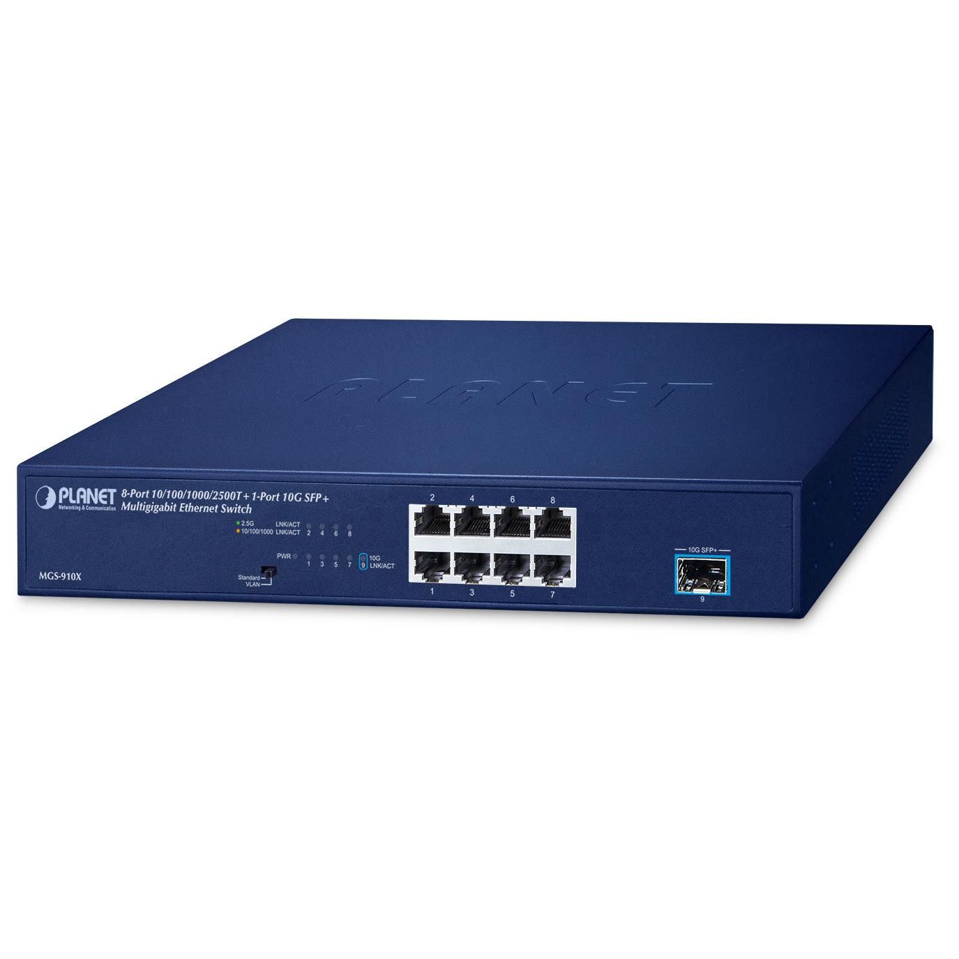 Planet 8-Port 10/100/1000/2500T + Non-Managed 2.5G Ethernet (100/1000/2500) Blue