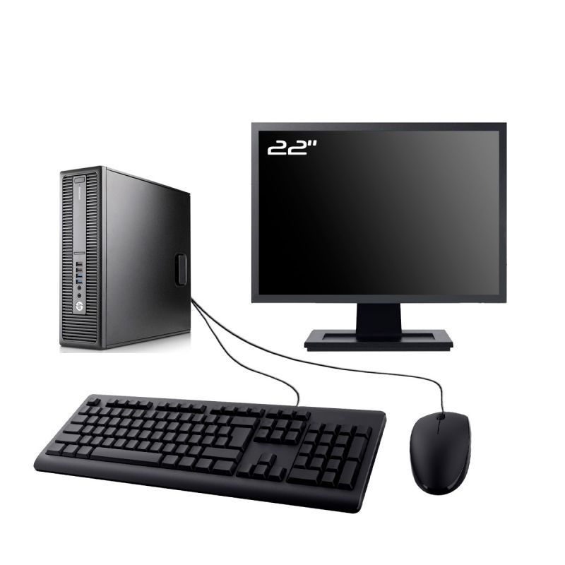 HP EliteDesk 800 G2 SFF PC - 22" Screen, Intel Core i4400, 8GB RAM, 2TB SSD, Windows 11