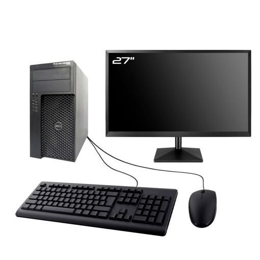 Dell Precision T1650 MT Desktop Computer, 27" Screen, Intel I5-3470, 8GB RAM, 480GB SSD, Windows 11