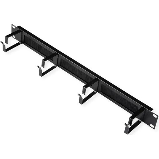Roline 19" Cable Pass-Through 1U with Brush, Black
