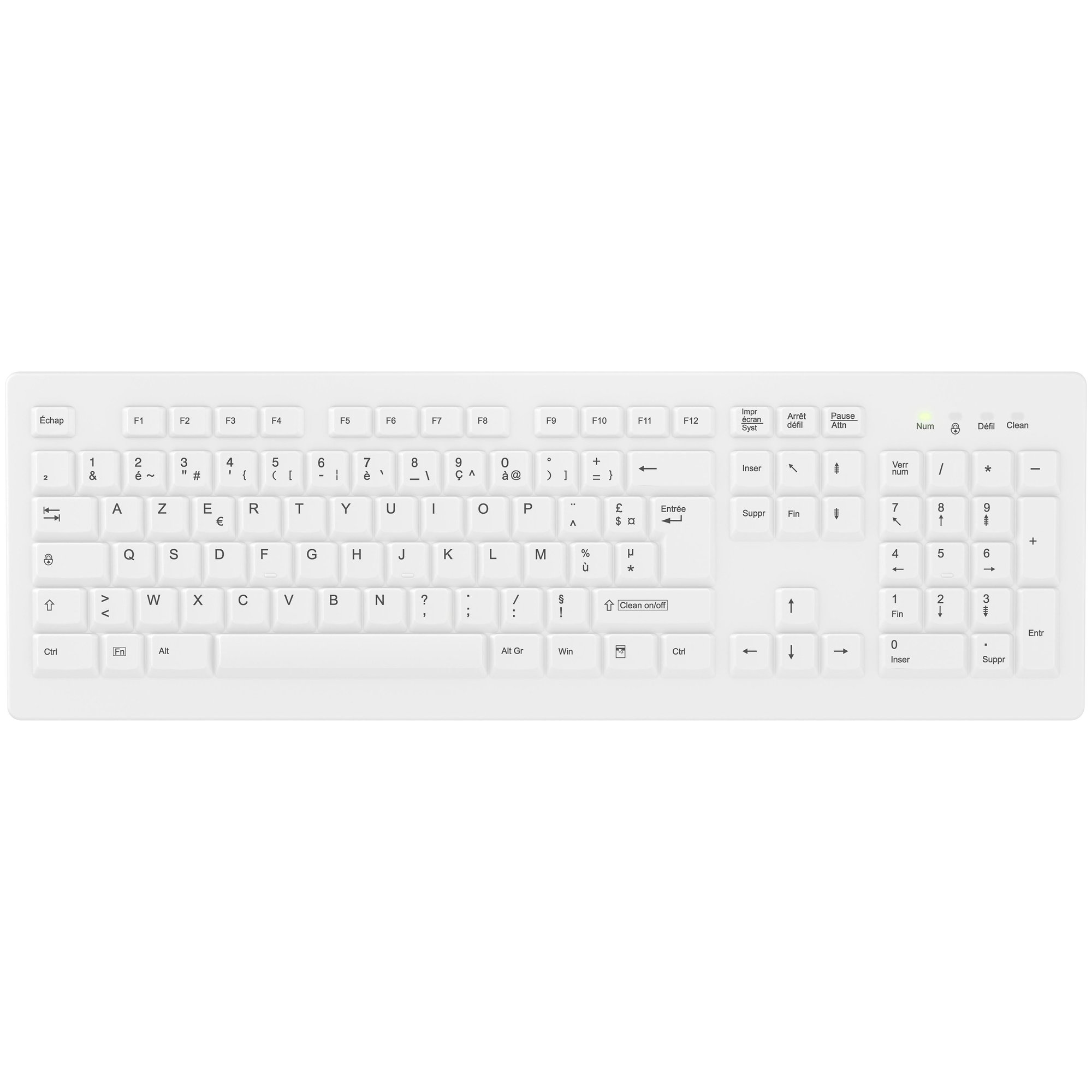 Contour Design Wireless Medical Keyboard with Removable Case, Full-Size, White