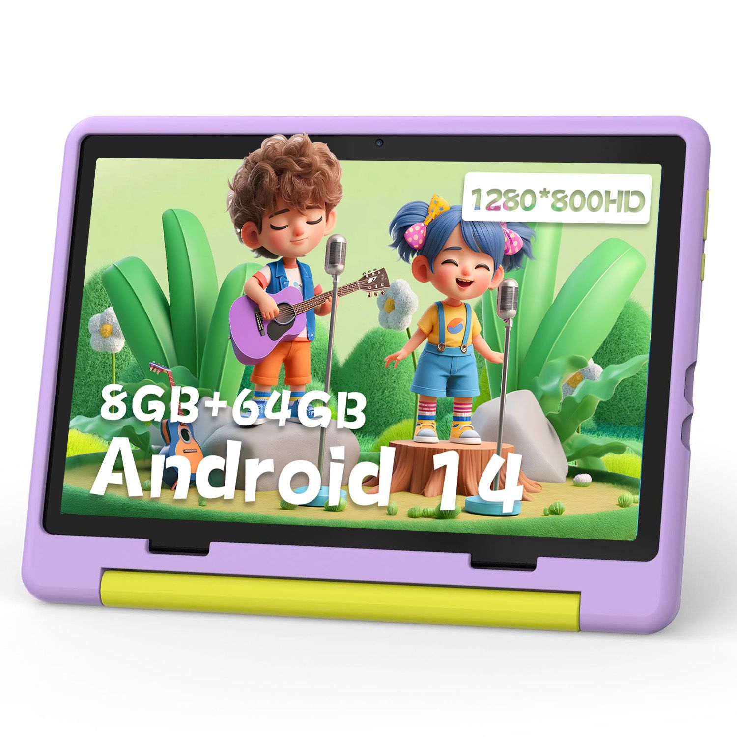 AEEZO Kids Tablet 10 Inches Android 14 with 8GB+64GB Storage, Octa-Core Processor, Educational Apps Pre-installed, Parental Control, WiFi 6, BT5.0, 5000mAh Battery (Purple)