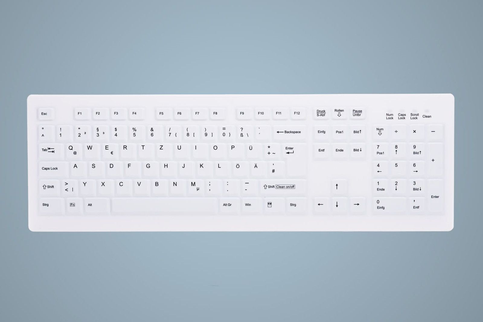 Active Key Contour Design Medical USB Keyboard QWERTY UK Layout White