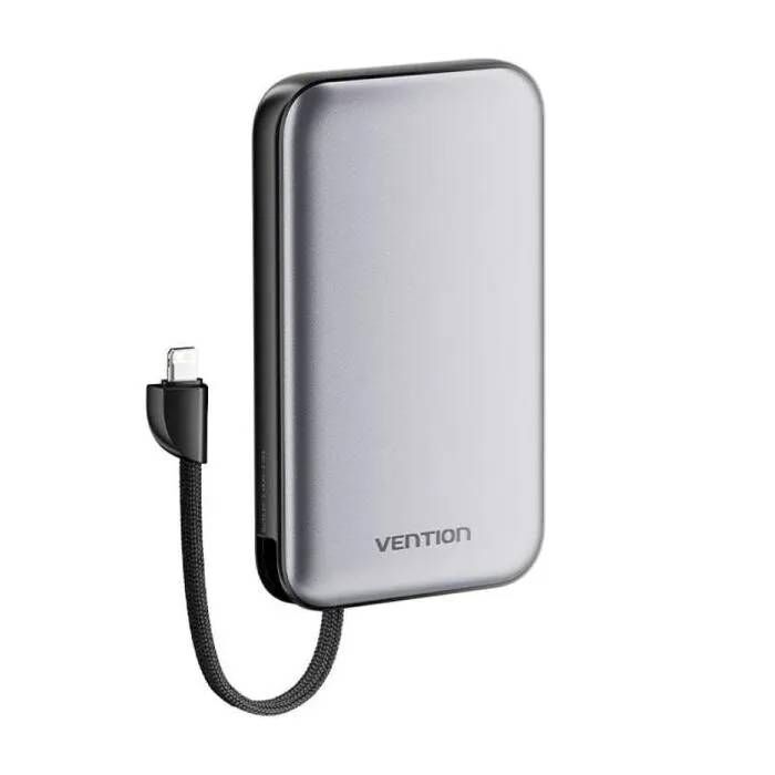 Vention Powerbank 10000mAh I12IA - 20W - Black - With USB-C and Lightning Cables