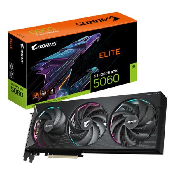 Gigabyte Aorus GeForce RTX 5060 Elite 8G Graphics Card - 8GB GDDR7, 128-bit, PCI-E 5.0, 2722MHz Core Clock